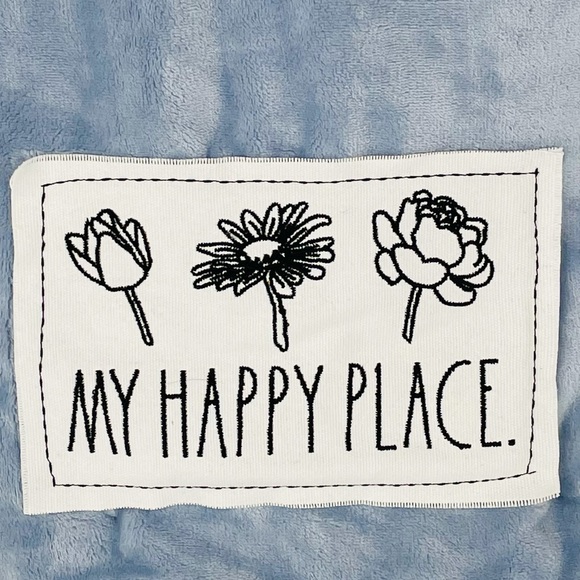 Rae Dunn My Happy Place Throw Blanket, Blue, 50x60 - Picture 7 of 8
